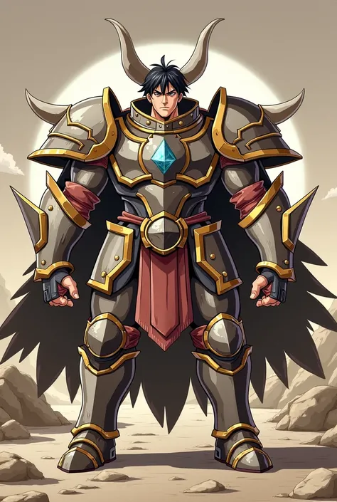  Full size image ,  face profile,  From head to toe , de perfil y head on, young man, 34 years old, male anime character , strong,  wide-bodied fighter , vistiendo una armadura  armor inspired by the style of the knights of the zodiac (Saint Seiya),  armor...