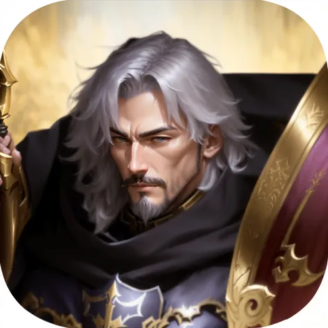 A man in armor、Man holding a sword and cloak, Male Paladin, a human Male Paladin, Arsene Lupin as a Paladin, Fantasy Paladin, Dark Paladin , epic Paladin Armor, Paladin Armor, Shadowverse character concept,  humanoid crow knight ,  Portrait of a male clerg...