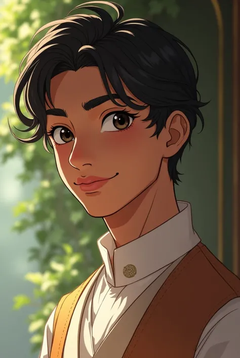 Handsome Indian teenager looks like a prince. and has a gentle smile Anime