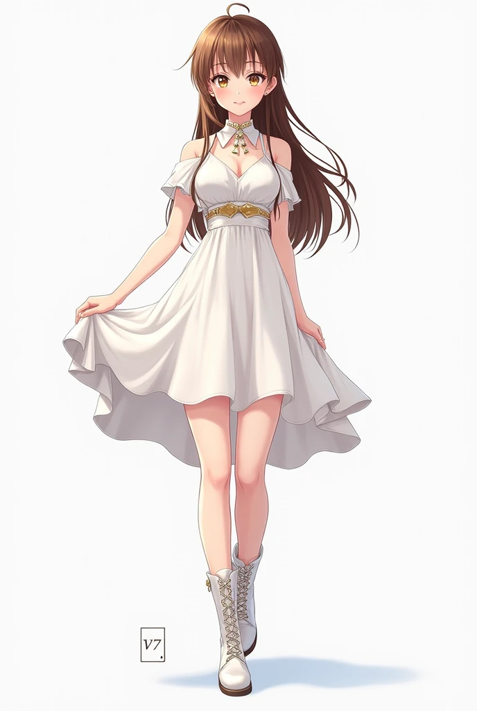 anime - style illustration of a woman in a white dress and boots, beautiful full body concept art, anime full body illustration, detailed anime character art, fine details. anime, anime character; full body art, anime concept art, clean detailed anime art,...