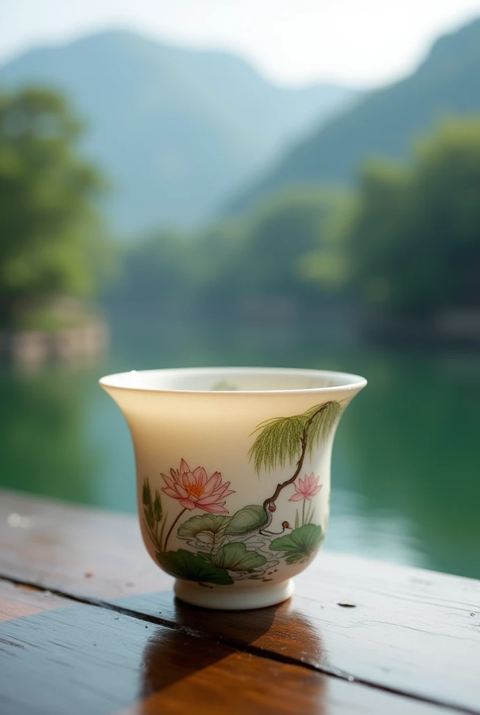  with Jianhu in Shaoxing, Zhejiang, China ，Make a Chinese Feng Shui cup with the characteristics of Jianhu，You need to be able to highlight regional characteristics 