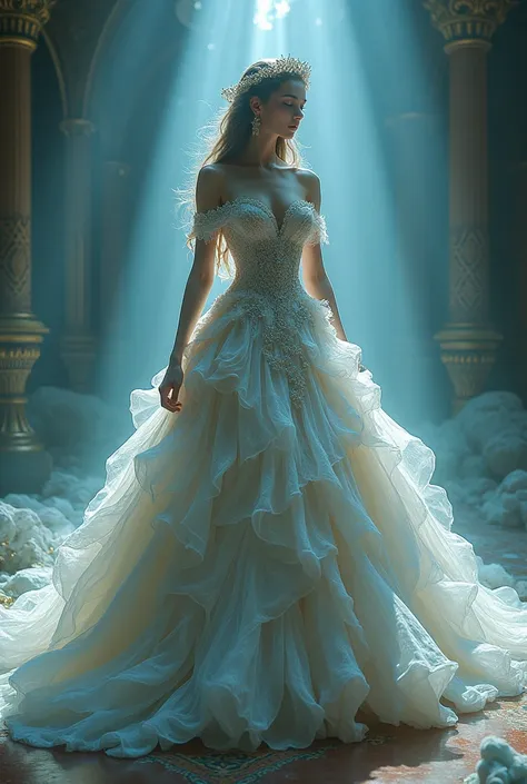 Big ball gown flaunting etheral unique design and colour divne aura beautiful 