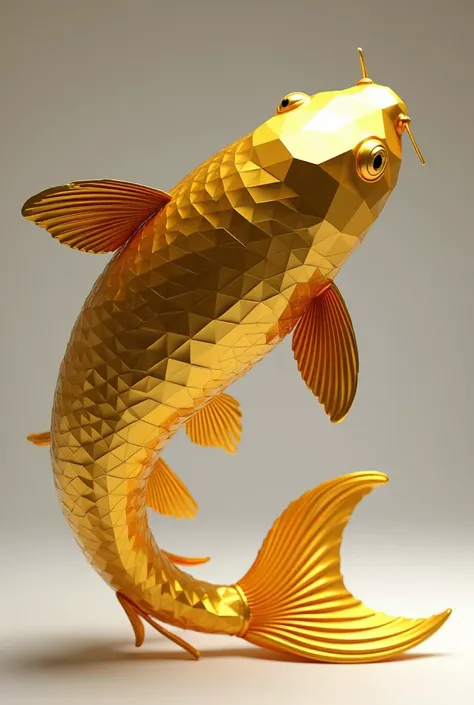 Gold polygonal koi fish sculpture