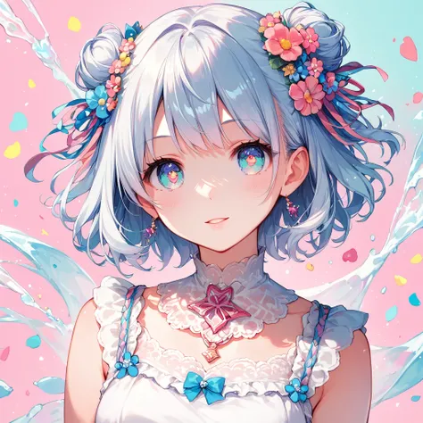 Score_9, Score_8_superior, Score_7_superior,sauce_anime, High-resolution images,masterpiece,Best Quality,girl,Cute face,Beautiful Skin,Shiny Hair,Highly detailed eyes,Pastel color background, Jojipan, 