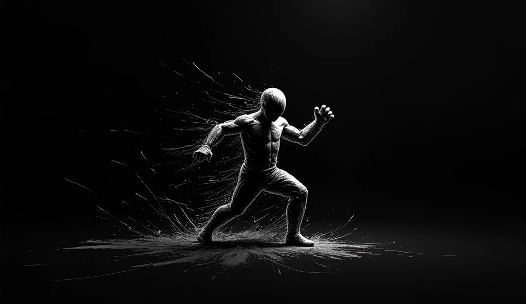 Blast, stickman art, black background 