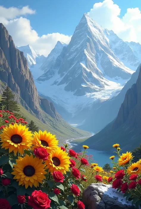 Flowers 🌻🌻on🌹🌹 the mountains 