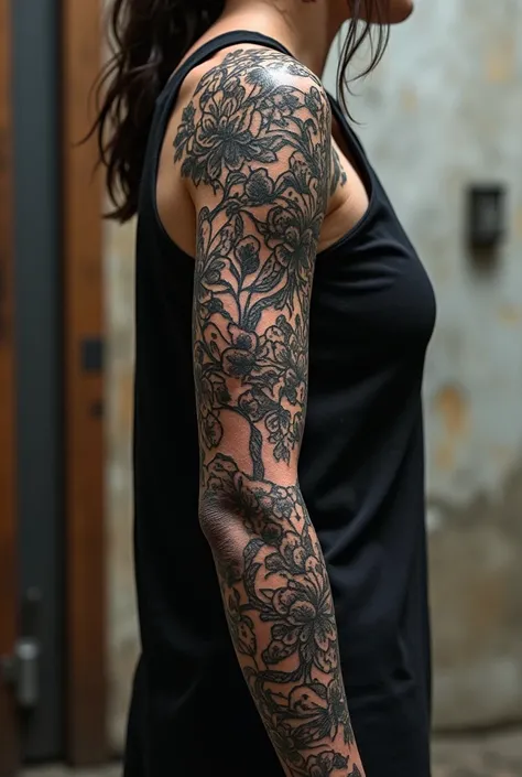 Ellie has a tattoo in The Last of Us 2 , What would it look like if my whole arm was tattooed in Japanese blackwork 