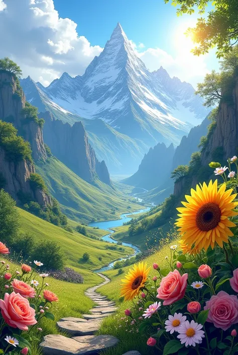 Flowers 🌻🌻on🌹🌹 the🌼🌼 mountains 🌸🌸