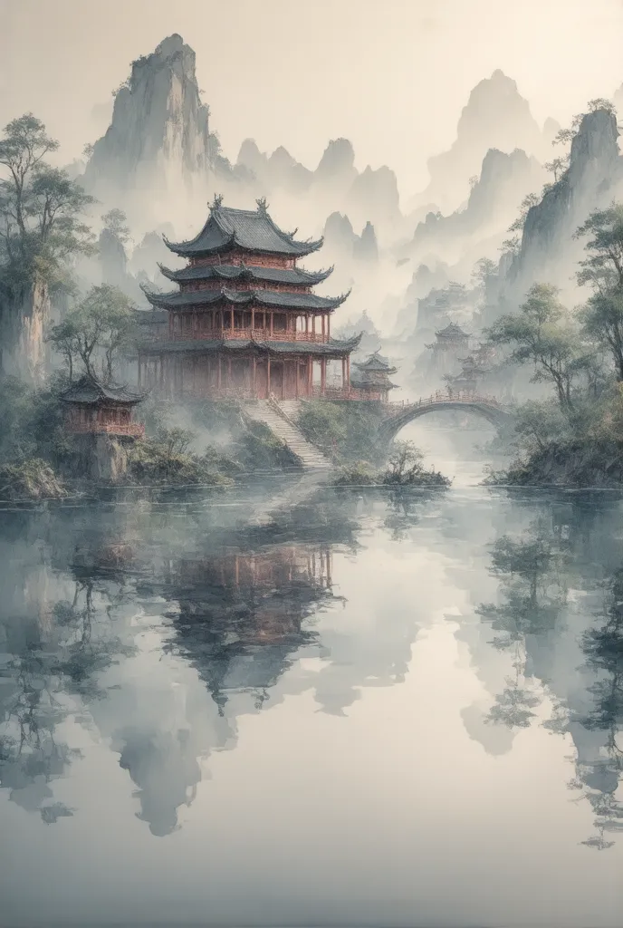 ((city reflected on water ))ancient china,(masterpiece:1.2),超 hd ,  pay attention to details ,   high quality  ,  hd , 最  high q...