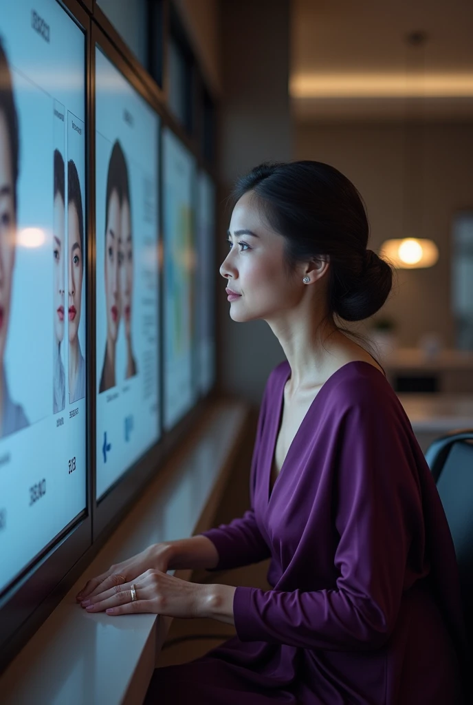 woman wearing purple dress Viewing results for elderly people, Asian people, straight faces, 8K HDR