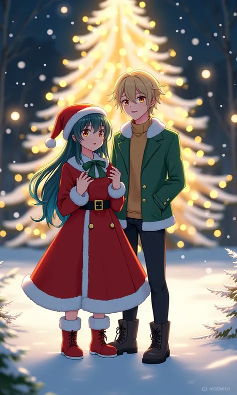 Add an anime character in a Christmas costume