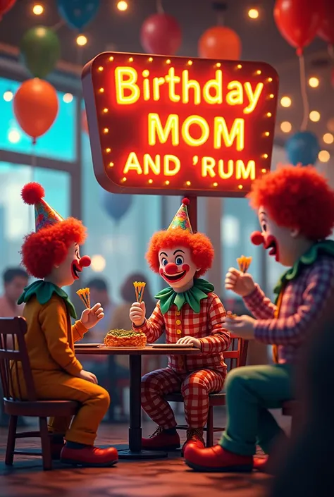 create image restaurant birthday clowns sign mom rum pizza