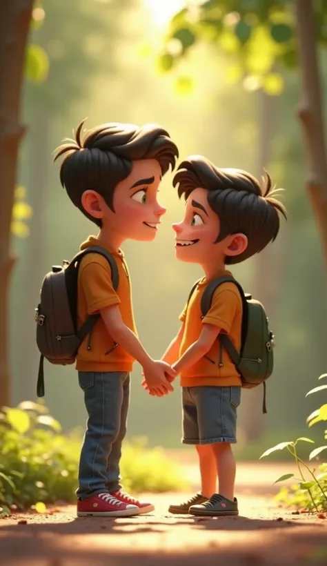 Alex thanks Ben, and they walk away together, stronger friends than before.9. Scene 9: Ben climbs down and helps Alex up with a relieved smile Ben, and they walk away together, stronger friends than before. 3D animated images 