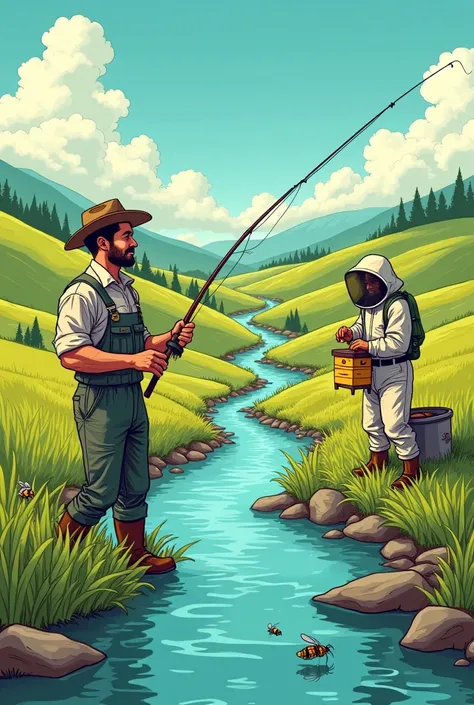 Fisherman and beekeeper at the same time comic 
