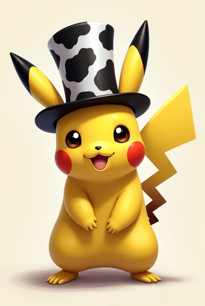 A Pikachu wearing a cow print top hat