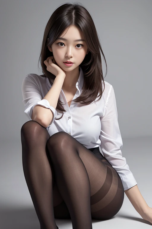  best quality,masterpiece, ultra high resolution,(  photorealistic :1.4), 1 girl, is watching viewers, Japanese woman , pantyhose