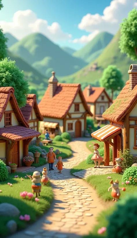 Small village 3D animated image 