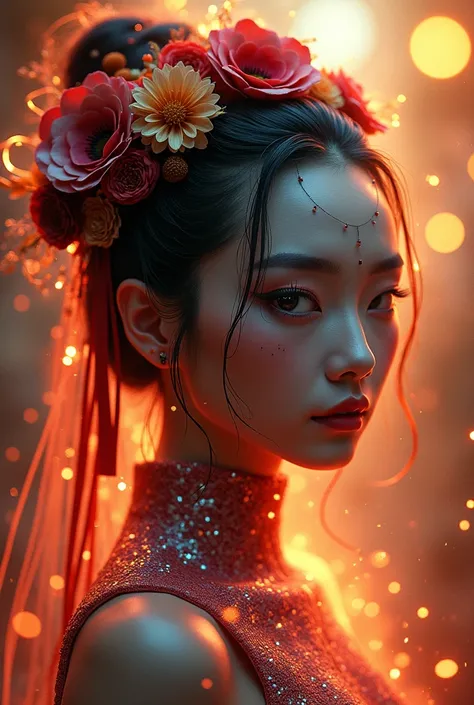 Murano wedding, Cozor, Asian mechanical Queen, A Cyberpunk Ronin, Digital 4K, Alicization, trending on artstation, symmetrical portrait, cute face, three-point-view details, bokeh, cinematic lighting, matte painting, soft edges, cybernetic, neon, detailed ...