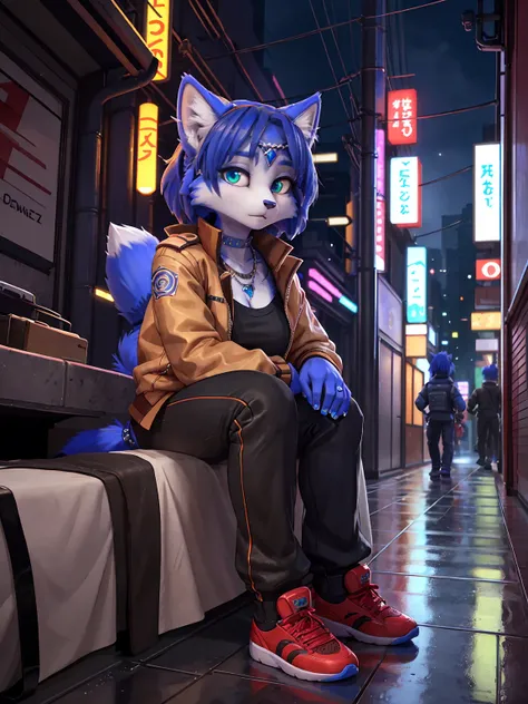 a picture of ((krystal)), Star Fox-Krystal, lovable, green eyes, ((( long blue hair 1 .3))), Decollete, anthro, Fuzzy,  detailed Fluffys fell,  detailed face , (Fluffy),  1 girl, Alone,woman, green eyes, undercut, ultra-realistic 8k cg ,  masterpiece, (( u...