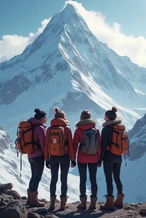 4 womens best friends visiting mt. everest