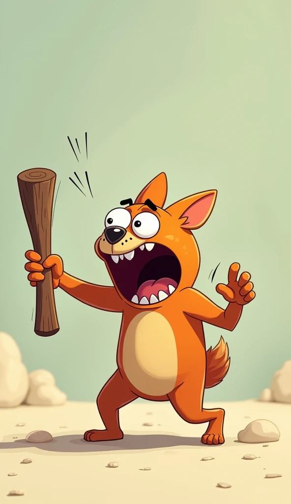 Animated  threw a wooden stick in fear