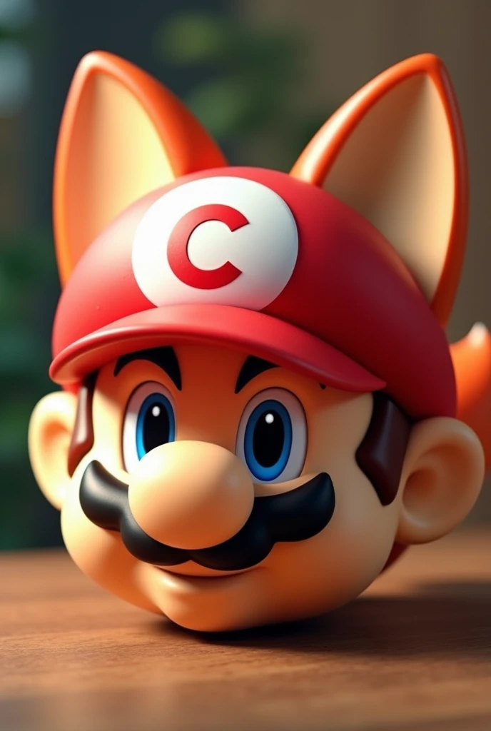 Create the Mario hat but put c in the white part of the hat and that it has the ears of a fox style movie 
