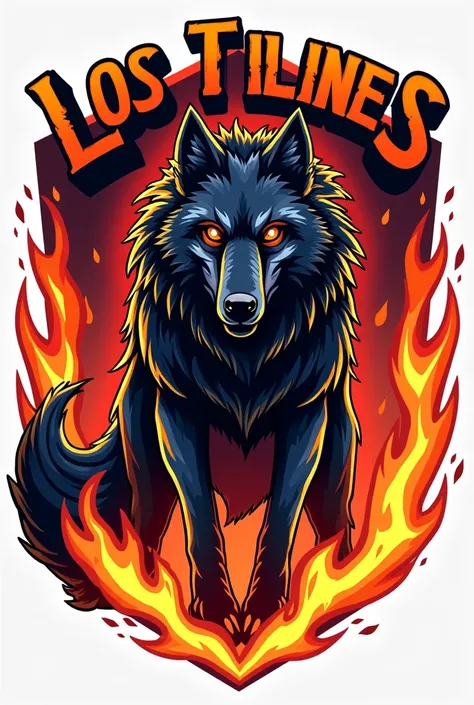  logo Create a basketball logo , That it has the title , LOS TILINES , That he has a wolf,  flames in the logo and that is realistic,  like an NBA 