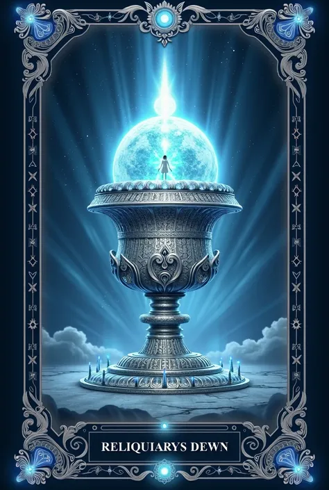  magic tarot card called "moonlight stairway"  in blue colors ,  white and silver . Add a magical glow effect