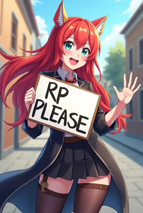  Katarina animate holding a written sign:  RP please .