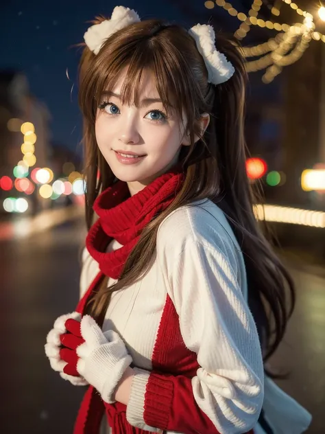 upper body,
break
1girl, (cute Half Japanese and half German girl), smile, Looking at camera, twisting body,
break
souryuuasukalangley, ((long hair, bangs, blue eyes, two side up, light brown hair, red hair ornament, scarf, woolen mittens)),
break
(8k, RAW...