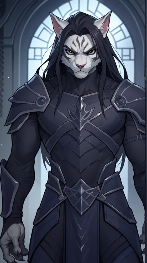 (zPDXL2), (PonyXLV6_Scores), source_anime, source_anthro, source_furry, Expressiveh, full-body shot, front view, asymmetric image, BREAK
lhata4564, 
masterpiece, best quality, 1boy, solo, anthropomorphic male white feline, black hair, long hair, black eyes...