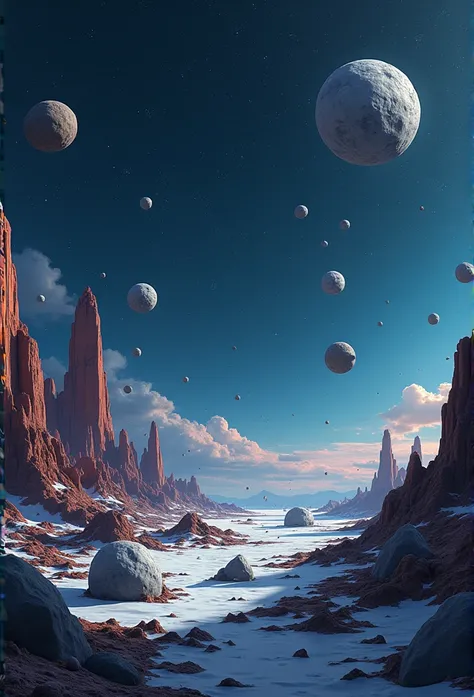 The painting style requires Q version cartoon style，Close-up shot of a set of rocks in space, 金属Asteroid , Asteroid , Asteroid 带, Asteroid  realistic cinematic, Asteroid 带 in distance, 在Asteroid , meteors, meteors are falling from the sky, meteor, meteorit...