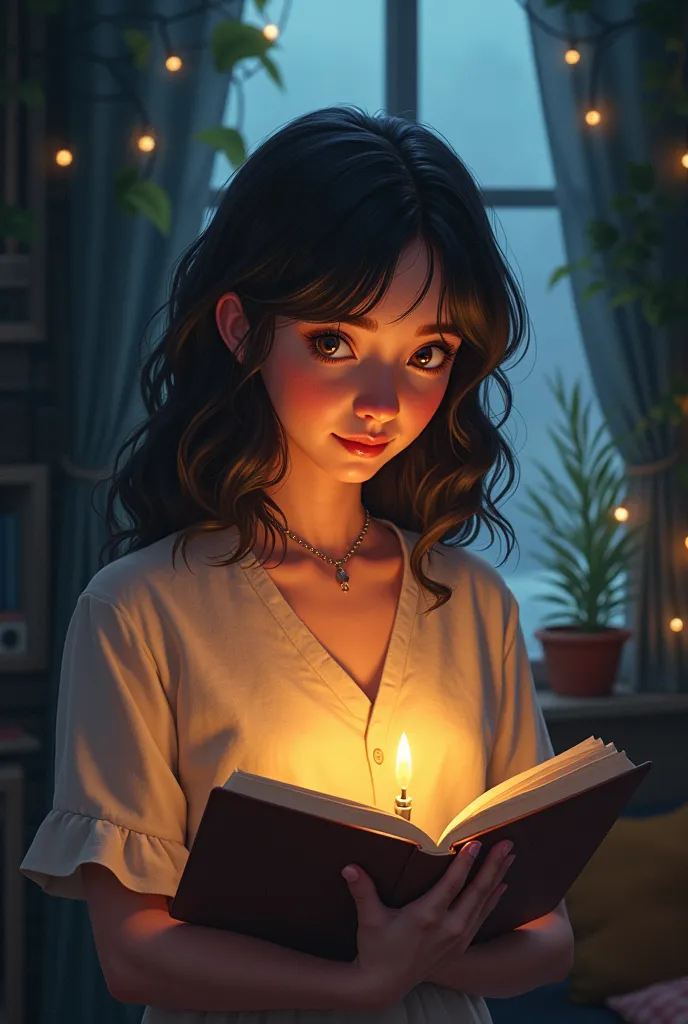 .

one cool night, a gentle breeze moved the curtains, and solace curled up with her favorite book. the candlelight flickered as she read, and soon her eyes grew heavy. the book slipped from her hands as she drifted off to sleep.

in her dream, solace woke