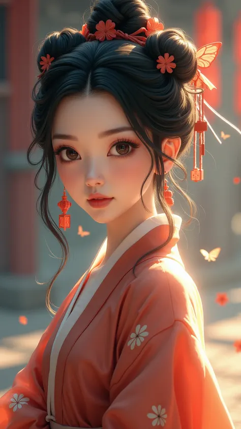 ((whole body)), samdoesarts style award winning whole body portrait of a beautiful woman, (((Perfect female face )),((ancient chinese clothing)), ((Tattered Hanfu)), pavilion, complex, (   Beautiful details Eyes  ),(([butterfly hairpin, twisted hair, Doubl...