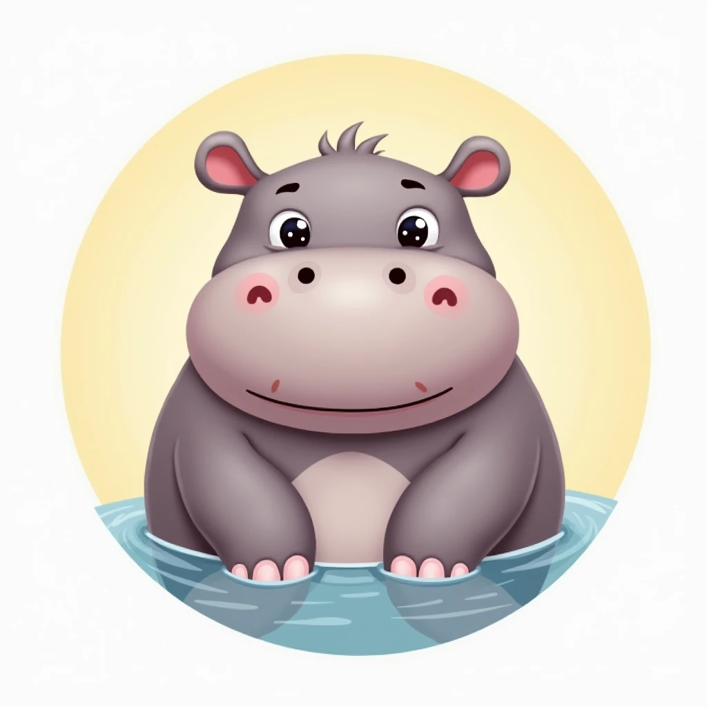 Cute hippo ball icon