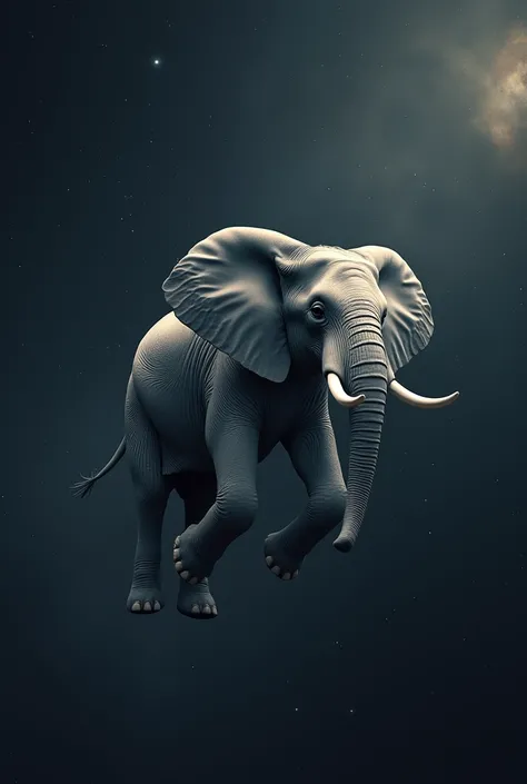 Flying elephant in space 