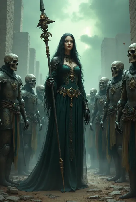 beautiful necromancer worshipped by undead knights