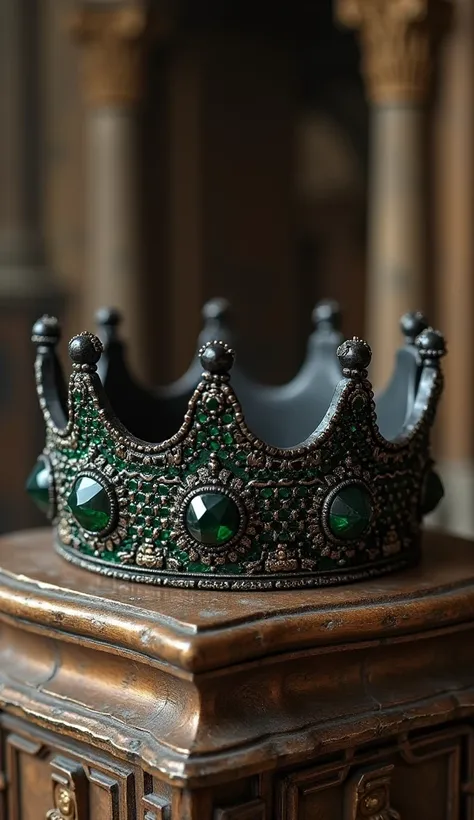 The iron crown of Lombardy has no tips, only a ring with green and black encrusted diamonds