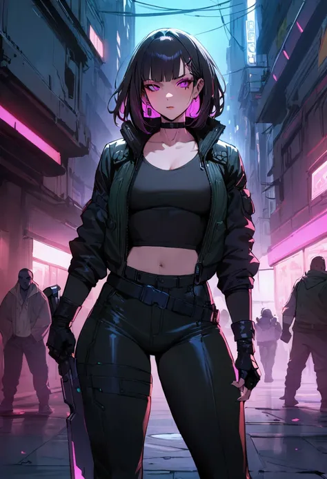 masterpiece, best quality, super quality,Good guy, Cyberpunk,Ally Characters , Melee Weapon Woman