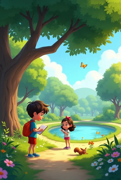  
The next day, Sam decided to go outside and walk in the park near their apartment. He saw Lily sitting under a tree, drawing in her notebook. I want 3d disney cartoon

