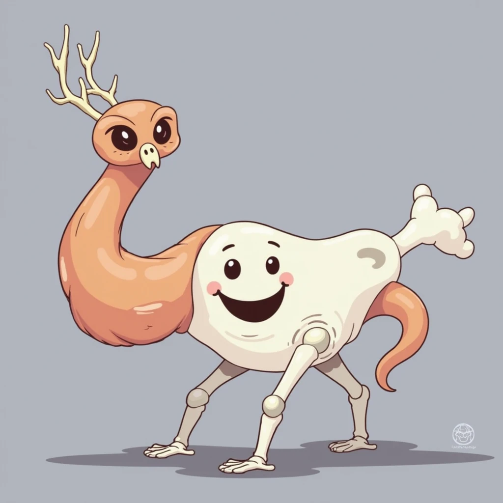 Little cute character made of bone and flesh