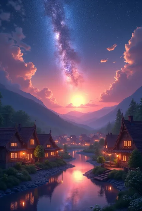 Beautiful Milky Way　Sunset　Town　