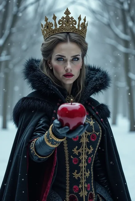 The queen in the Snow White story becomes a wife，Holding an apple in your hand。