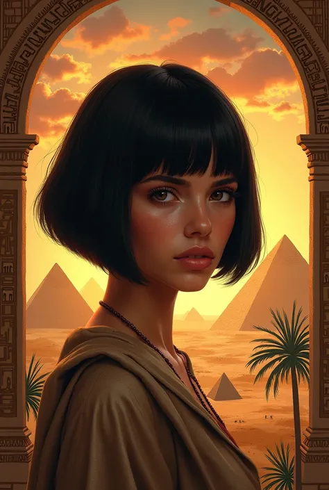 Short hair black woman drawing Egypt 