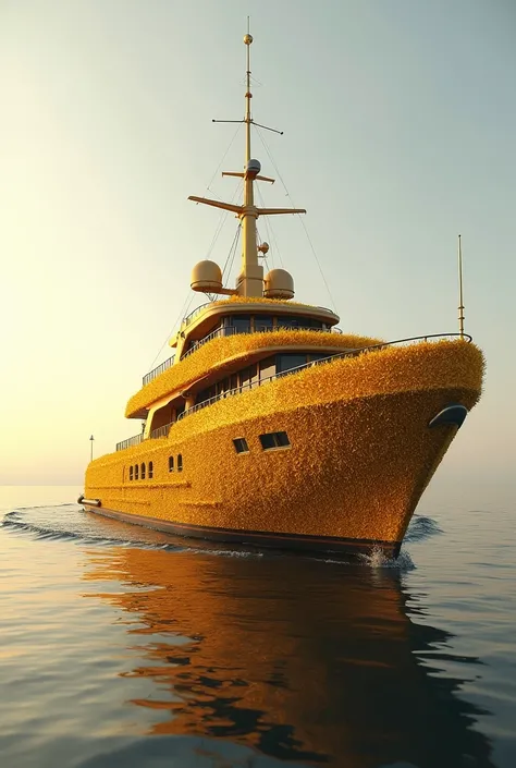 beautiful yacht covered with fine wheat all over the boat, 