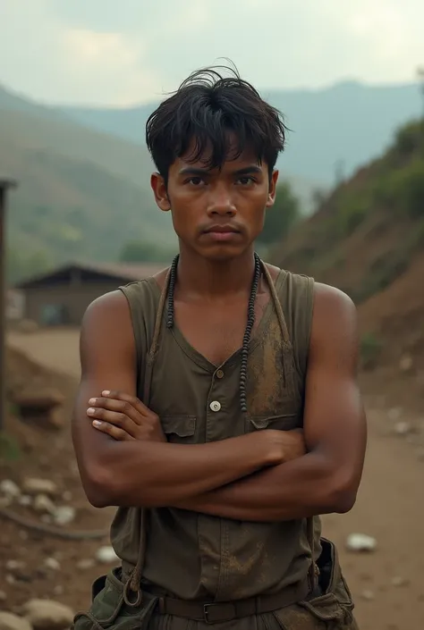 Young Peruvian roughly age 20 years old 
Comunist
And is relegated to forced work in the country side