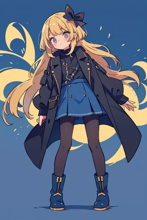  blond woman、Bob Hair、 black pantyhose 、 Long Coat 、 blue mini skirt、boots and accessories、Keep one&#39;s knees、 blue eyes, Droopy eyes,  eyes sparkle,  Bright Eyes 、 blush, Awkward,  frowns,  open your mouth, 