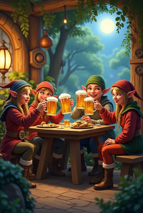 Elves drinking beers 