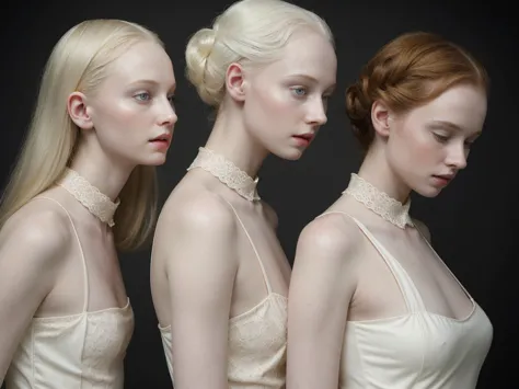 deux femmes en combinaisons dorées posent pour une photo, belles jumelles de science-fiction,  beautiful gemini twins  portrait,...