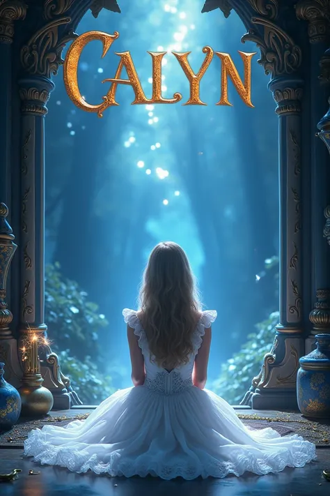 Cinderella movie poster background only,add some elements and use principle of art,instead putting Cinderella logo upward,make it Calyn,do not add the main character in the poster,give me space in the poster because I will add a girl that are in sit positi...